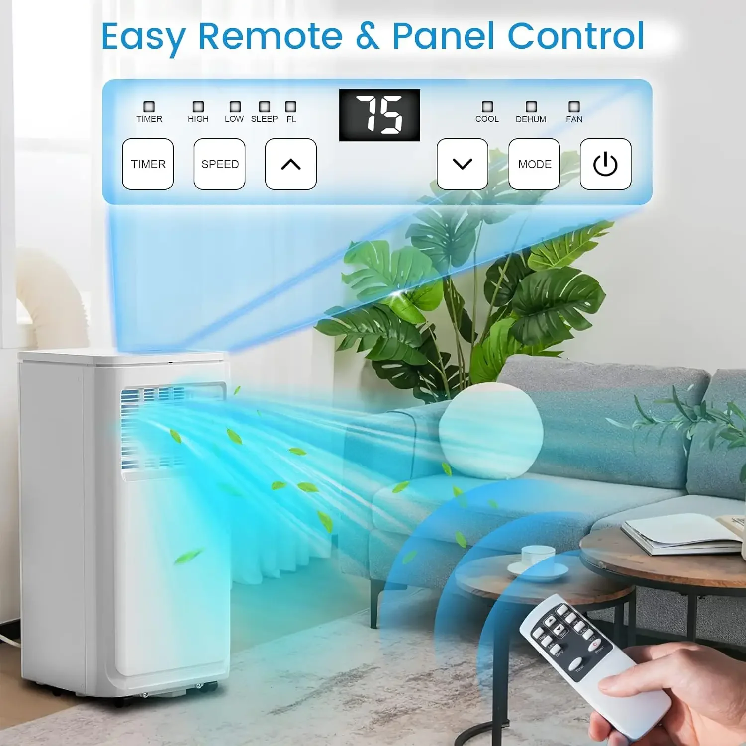 8000 BTU Portable Air Conditioners,Portable AC Cools up to 350 Sq.Ft,Room Air Conditioner with Remote Control,Dehumidifie