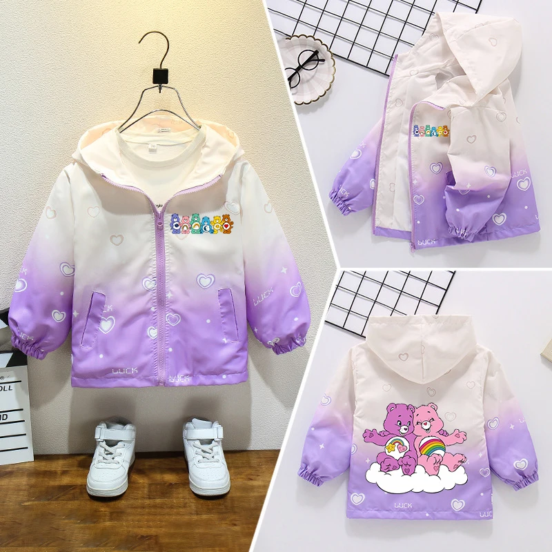 

Care Bears Children's Jacket Girl Kawaii Anime Printed Windbreaker Coat Autumn Winter Outdoor Fashion Sweet Home Clothing Tops