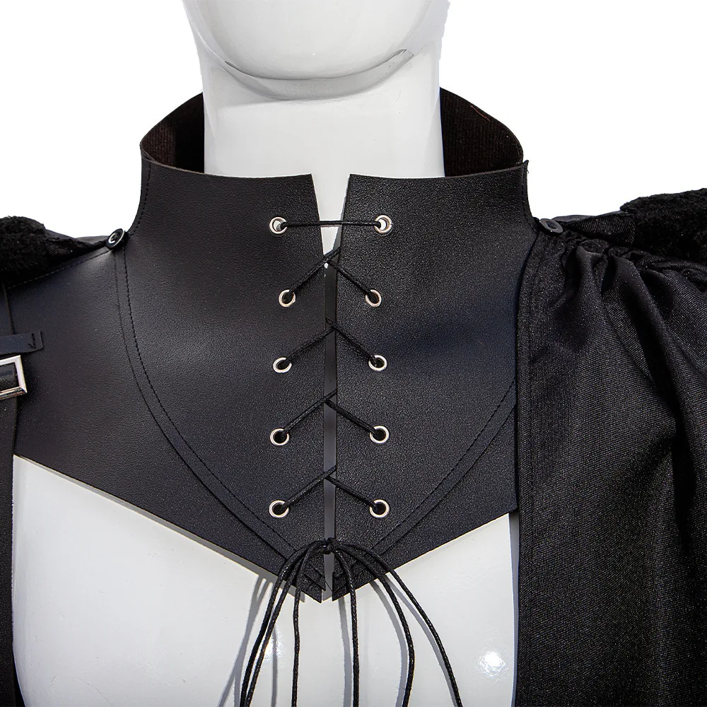 Medieval Style Cosplay Cape Belted Hooded Performance Costume Halloween Children's Playwear Shoulder Slashed Ethnic Minority