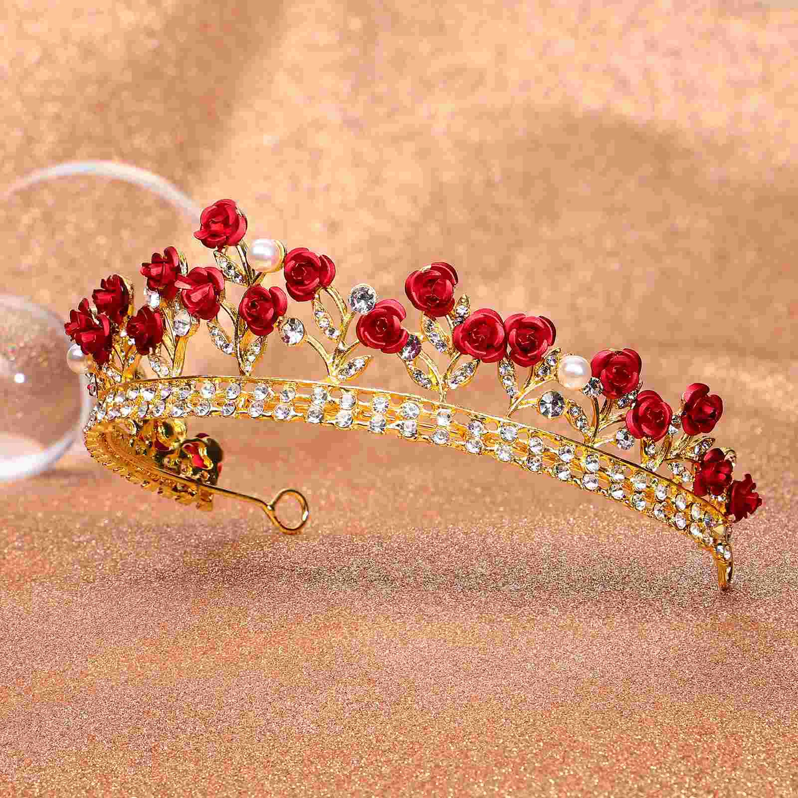 Rose Designed Headdress Rhinestones Headwear Crown Women's Formal Bridal Tiara Creative Bride Accessories Girl Fake