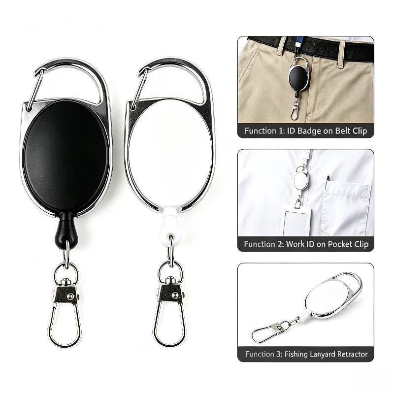 1pc Retractable Badge Reel Keychain Anti-lost Clip for Working Permit Pass Work Card Holder Fishing Clip Badge Reels Accessories