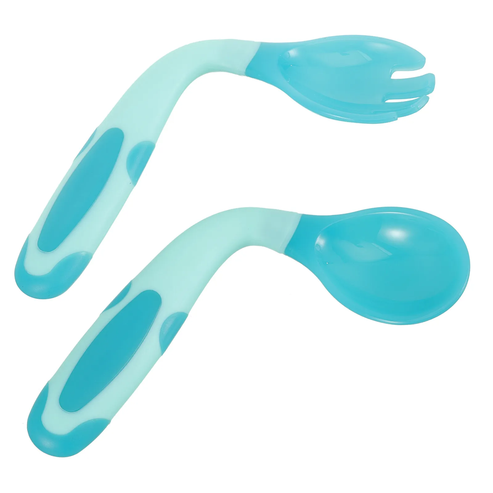 

Набор из 1 ложки и вилки для малышей, детские столовые приборы для самостоятельного кормления, гладкая округлая форма, удобная ручка, обучающая посуда для использования в помещении