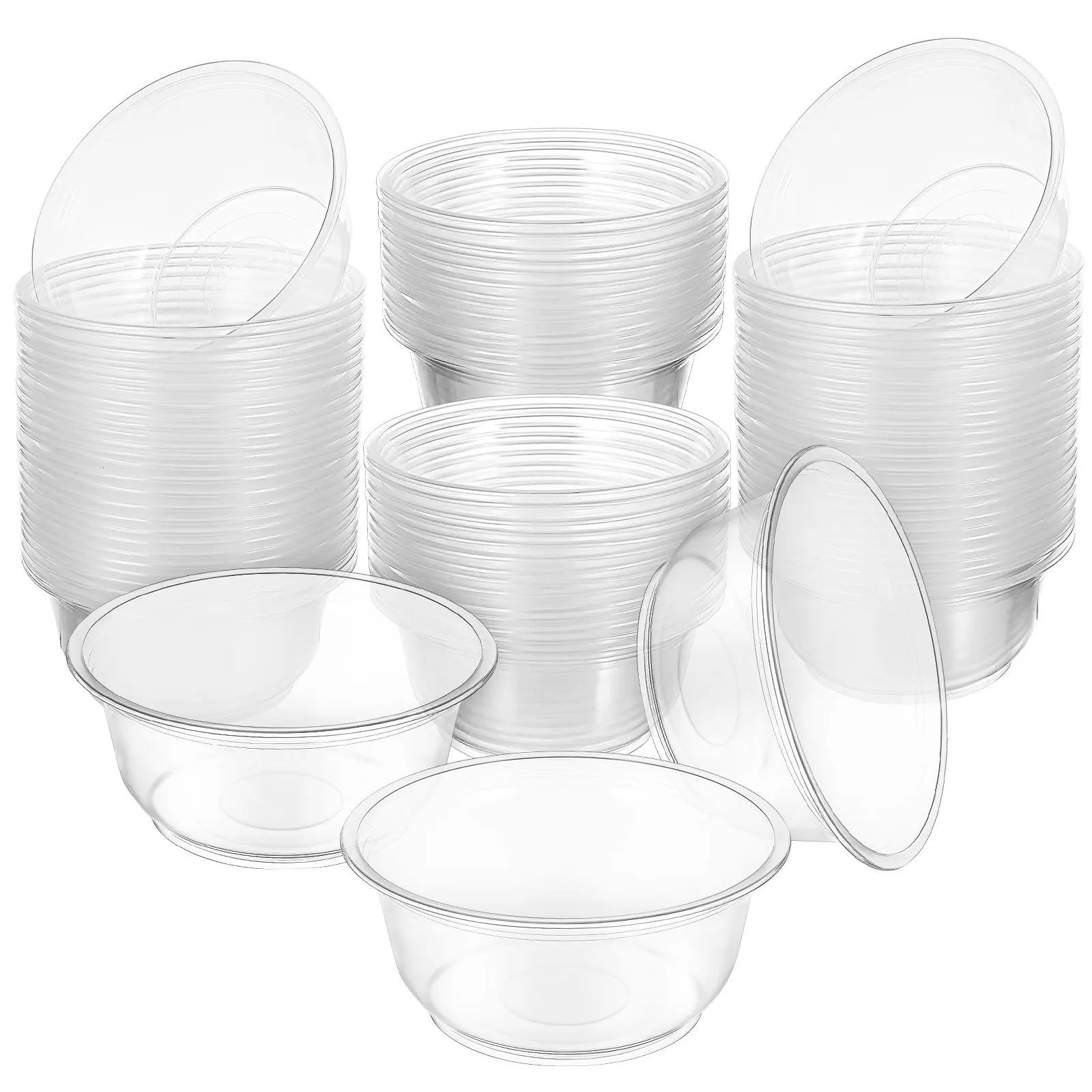 

100pcs Disposable Plastic Clear Containers for Food Dessert Soup Takeaway Serving Oil Proof Porridge Cake Bowls Yogurt Bowls