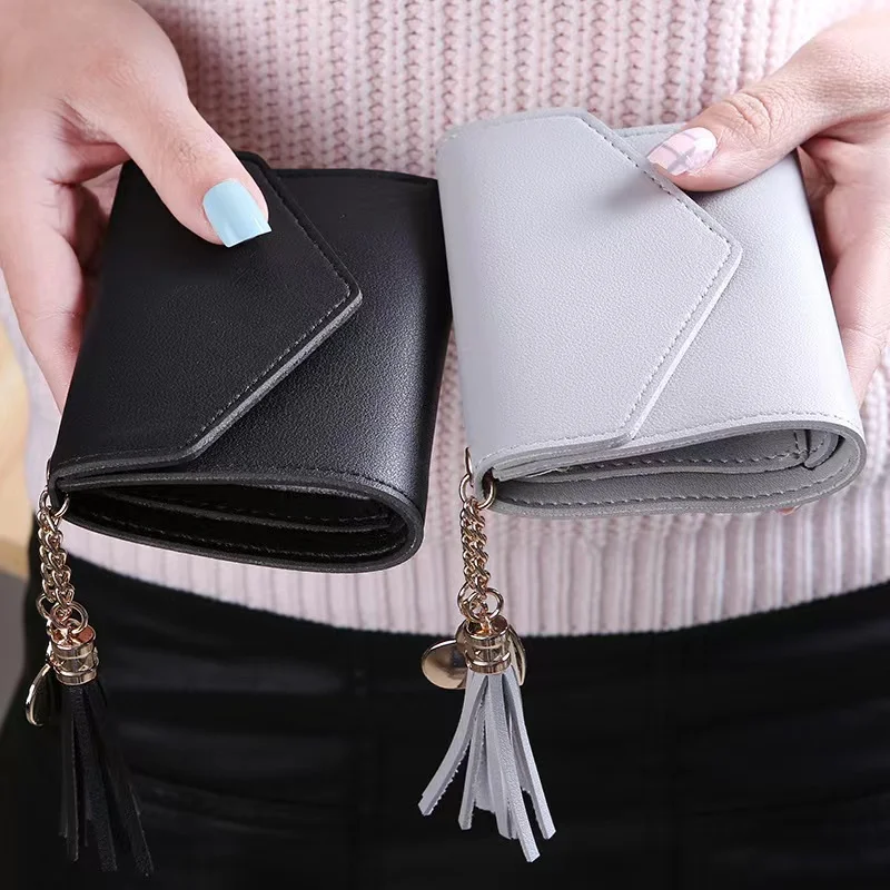 Weibliche kleine Brieftasche Fall Tasche für Frauen Mini Quaste Brieftasche Frauen Mode Geldbörse kurze Mini Brieftaschen koreanische Studenten schöne Geldbörse