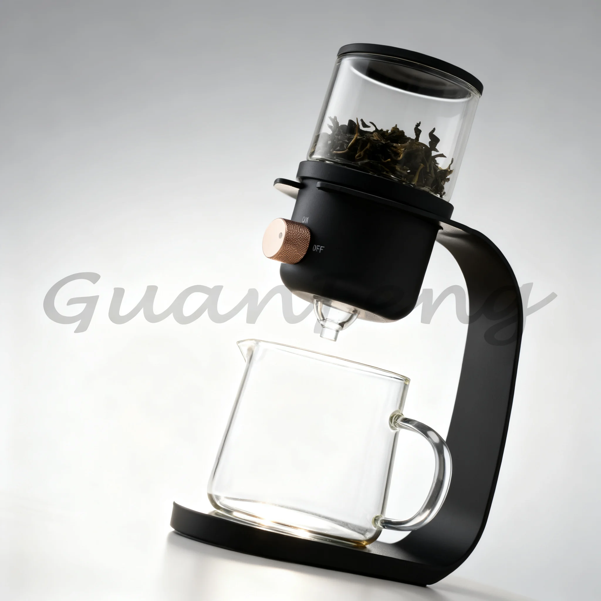 Automatic Tea Brewer 3-Piece Kung Fu Tea Set, Auto Water Discharge Filter Teapot for Black Tea Brewing