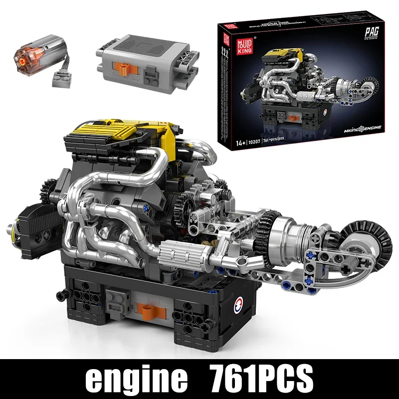 Molde rei 761 pçs 10207 pag supercar v12 blocos de construção do motor moc carro modelo tijolo quebra-cabeça brinquedos técnicos presente criativo