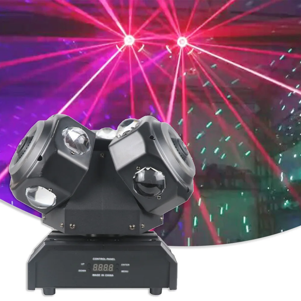 New 3 Arms LED 12x10w RGBW Beam RGB Laser Aperture Light Moving Head House Party KTV Stage Lighting DMX Nightclub Dj Disco Lamp