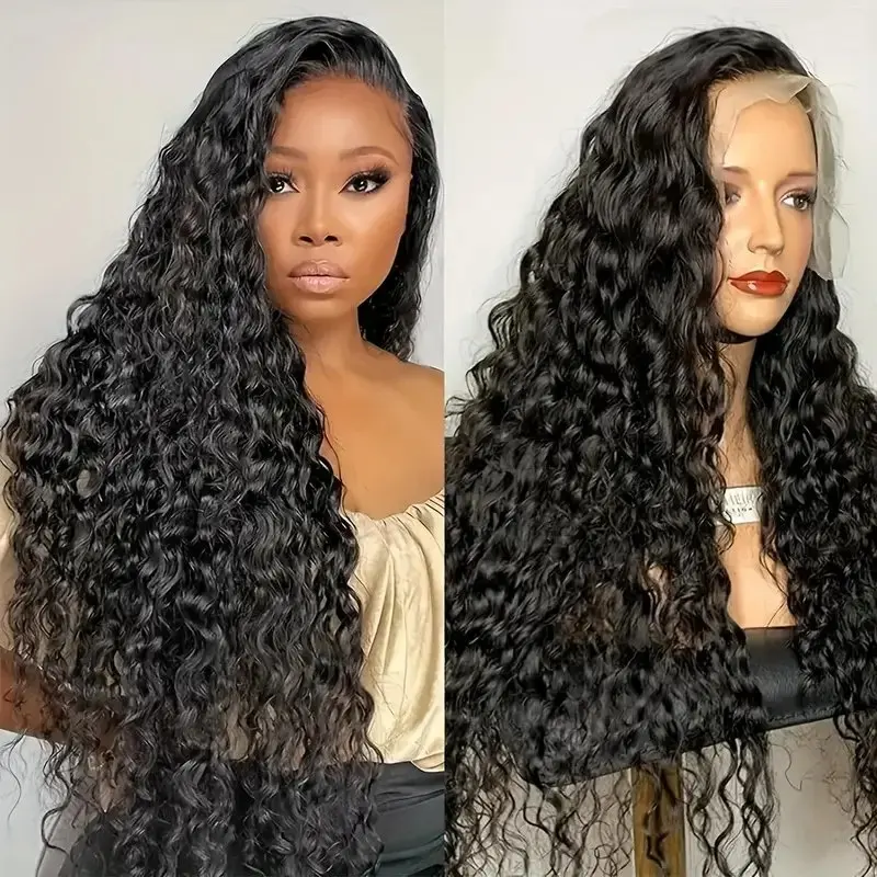 Rosabeauty 250% Density Deep Wave 13x4 HD Lace Front Human Hair Wigs 5X5 Preplucked Glueless Ready To Go Curly Wig 40 Inches