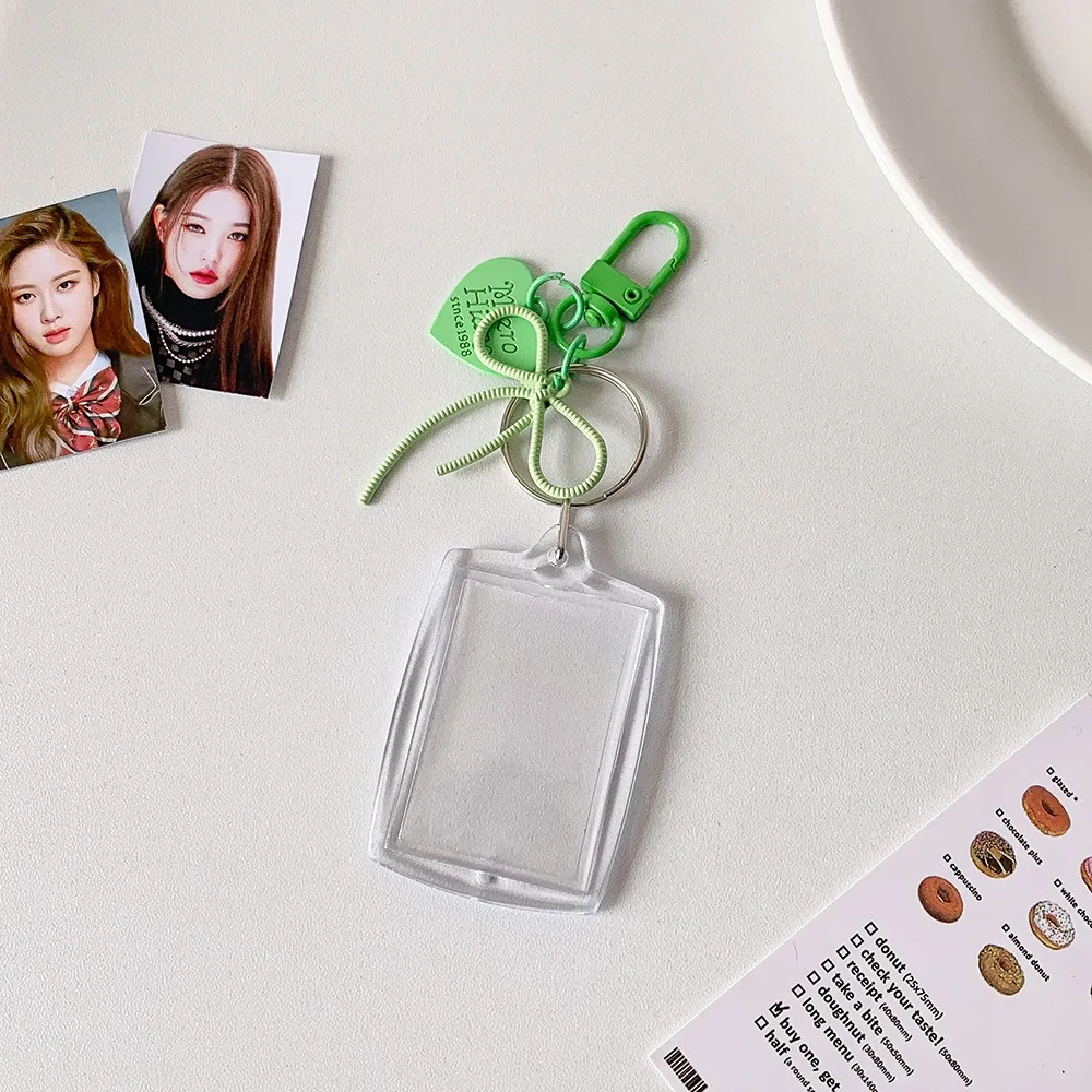 Acrylic Card Cover Mini Photocard Holder Hanging Decoration Peach Heart Pendant ID Photo Photocard Frame Korean Style Picture