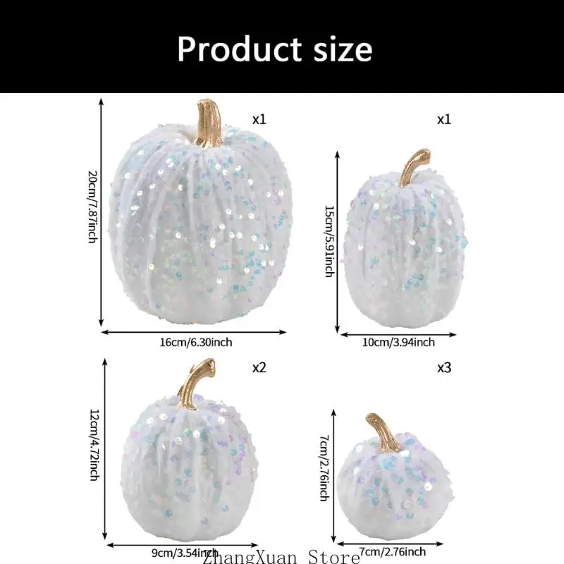 Pack Of 7 Foam Pumpkins Decorations With Glittering Seasonal Ornament For Thanksgiving And Halloween Party Home Decoration 3XUF