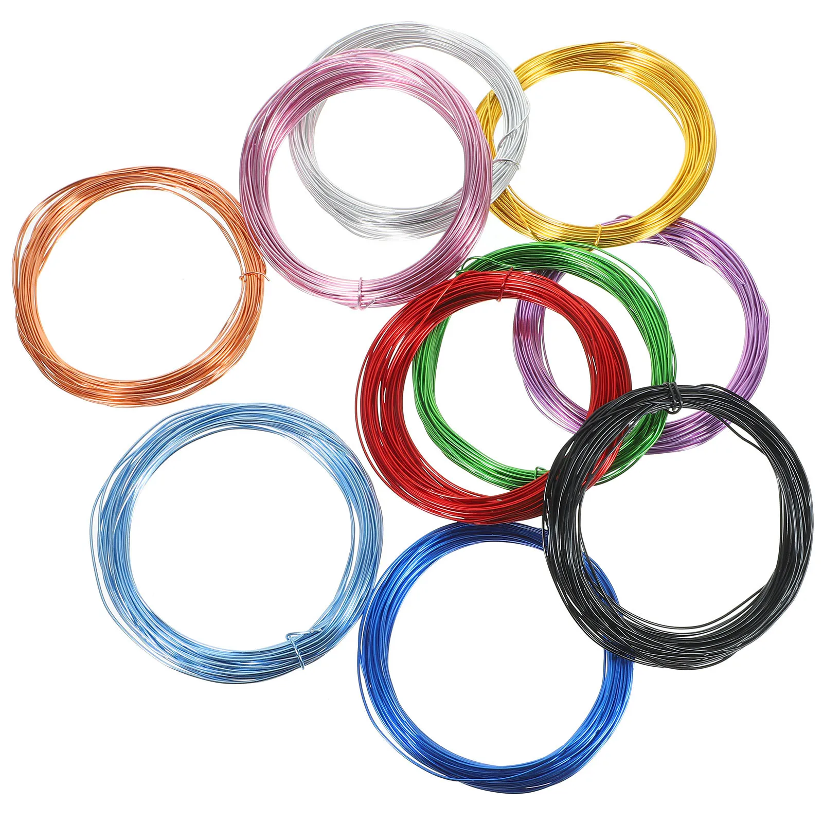 10 rolos de fio de alumínio colorido anodizado flexível joias miçangas faça você mesmo para fazer decorações escultura tecelagem