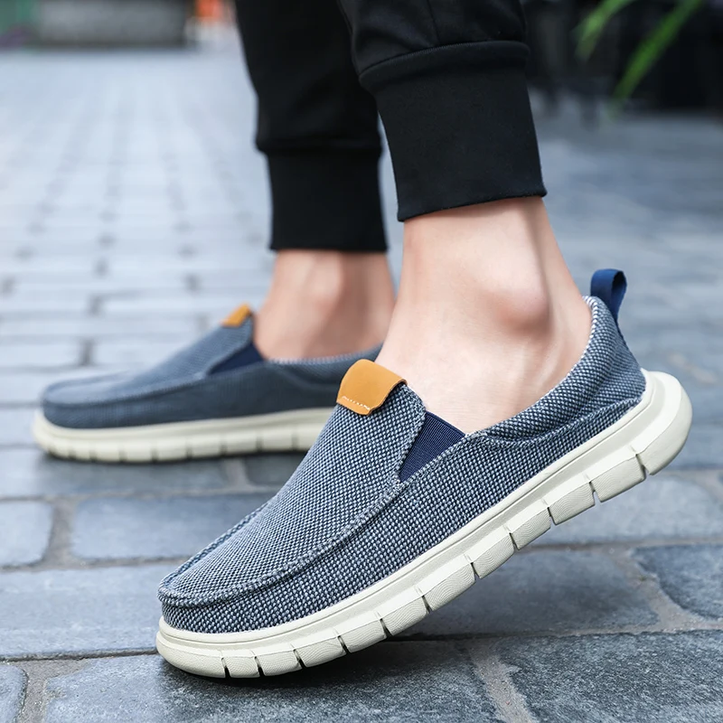 Fashion Men Driving Shoes Summer Canvas Shoes Breathable Comfortable Outdoor Slip On Walking Sneakers Classic Loafers For Men