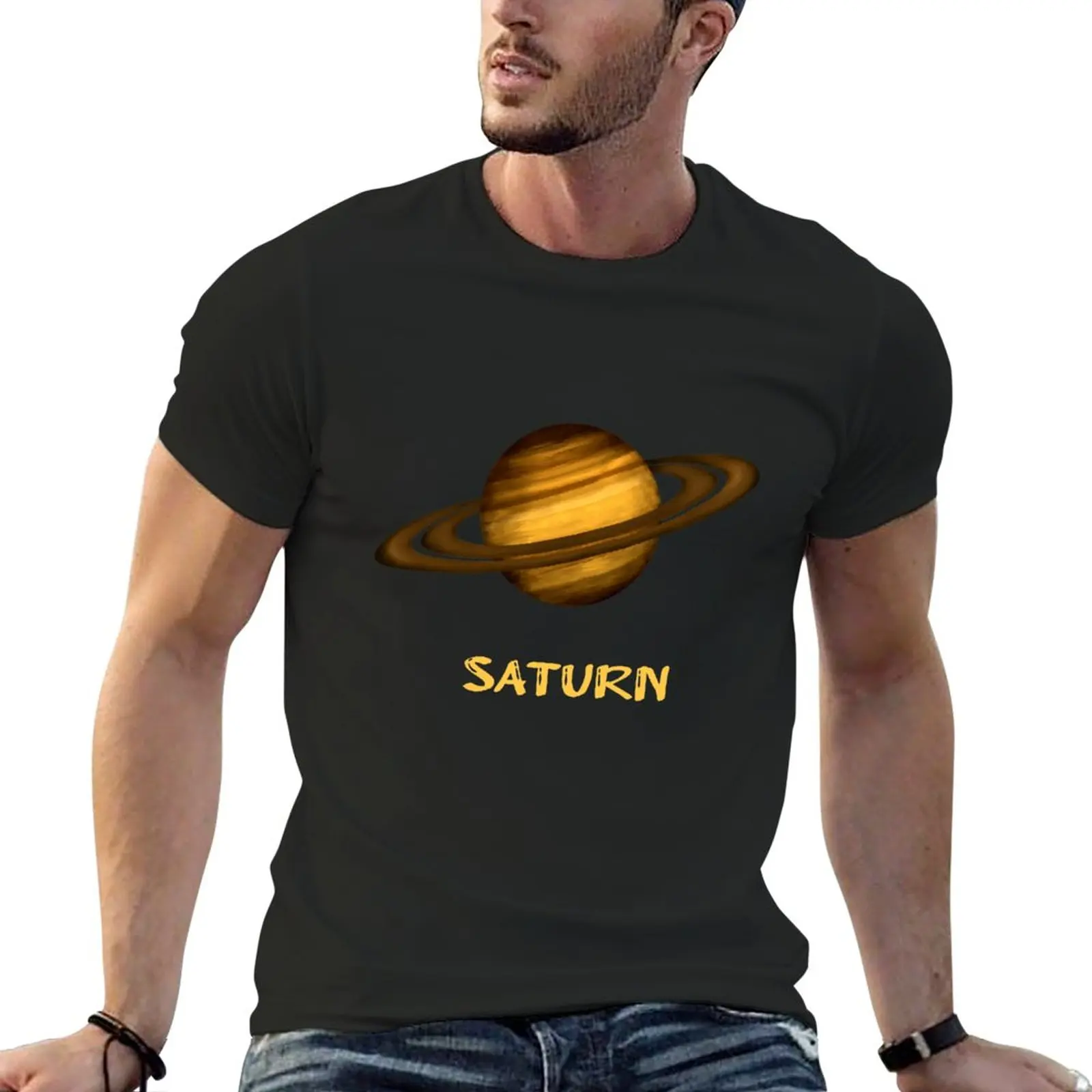 

watercolor saturn planet astronomy illustration T-Shirt tees summer top oversized t shirt men