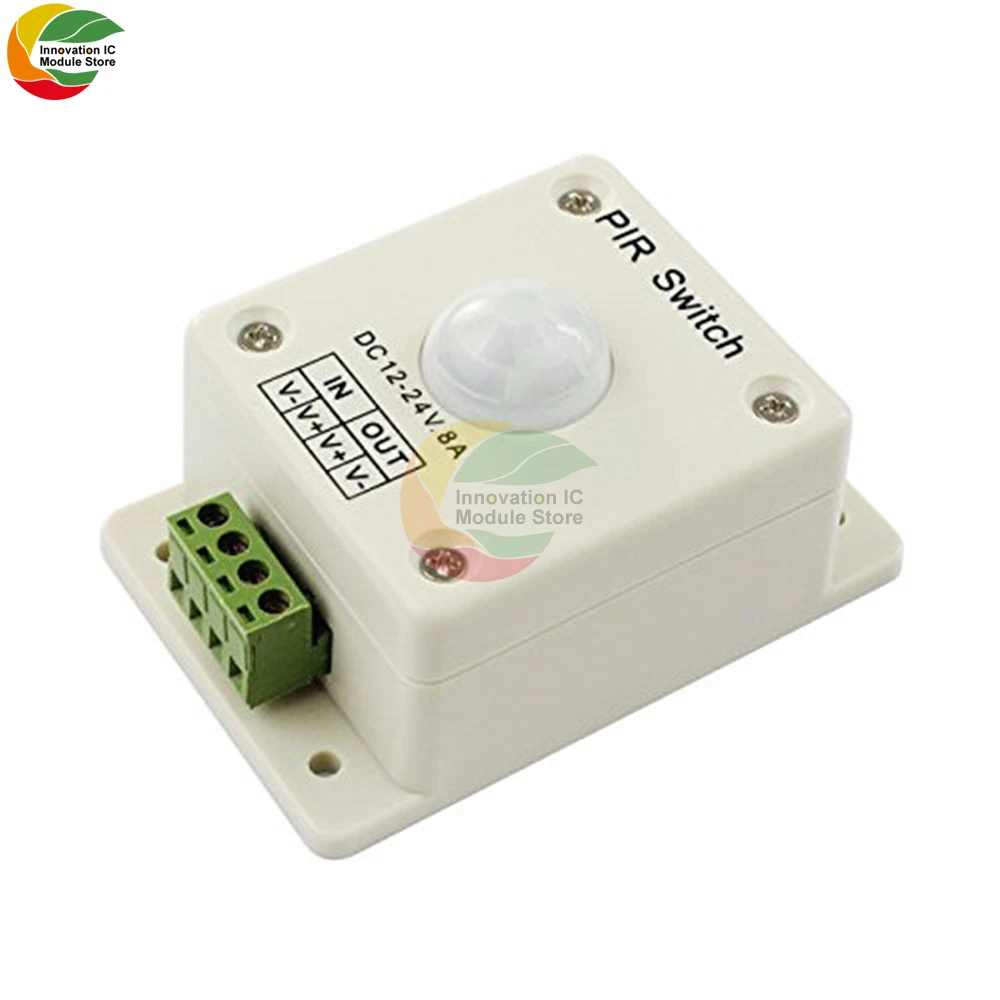 12V-24V 8A Human Body Induction Switch PIR Induction Switch Induction LED Light Automatic Dimming Switch Control Distance 5-8m