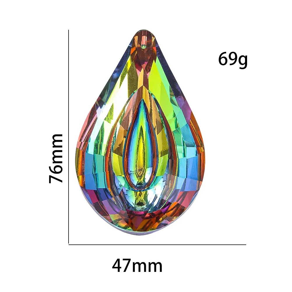 Teardrop Shaped Colorful Glass Crystal Pendant Prism Cut Suncatcher Pendant Outdoor Patio Balcony Decoration Accessories