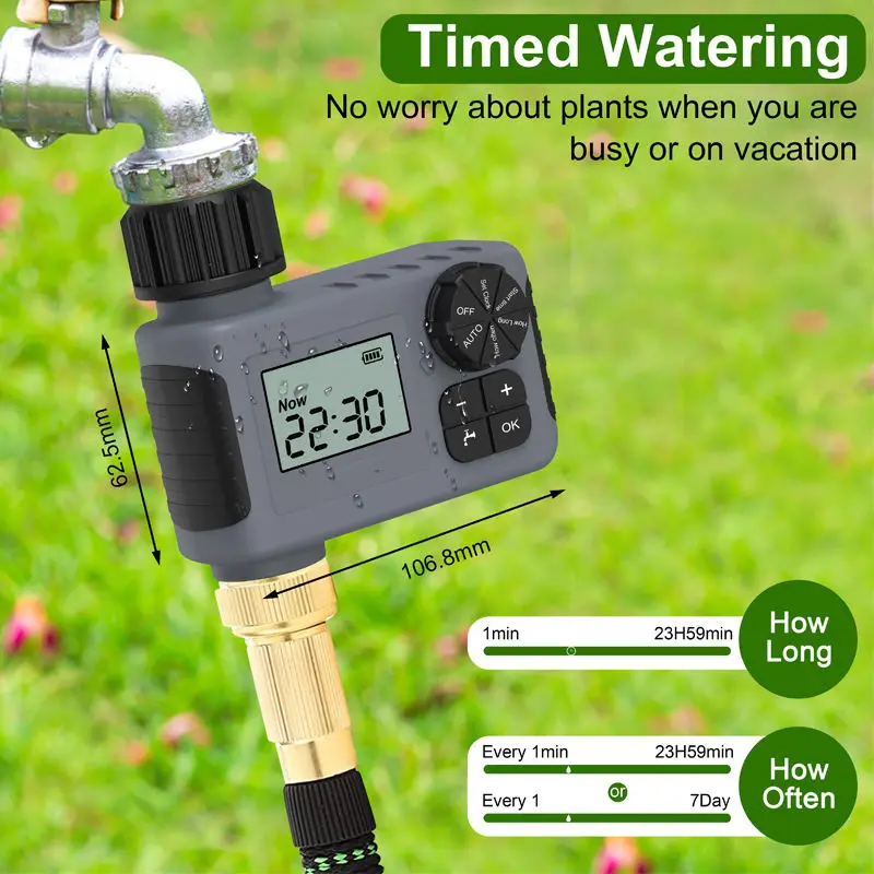 Automatic Water Timer Intelligent Irrigation Watering System Sprinkler Timer Garden Programmer Equipment IP55 LCD Display