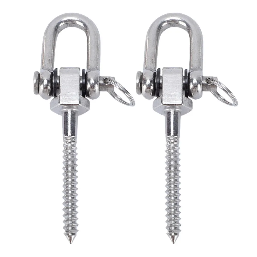 2pcs Stainless Steel Swivel Swing Hook Quiet Rotation Screw Bracket Hammock Hanger Hook Antirust Coating Swing Set Bracket