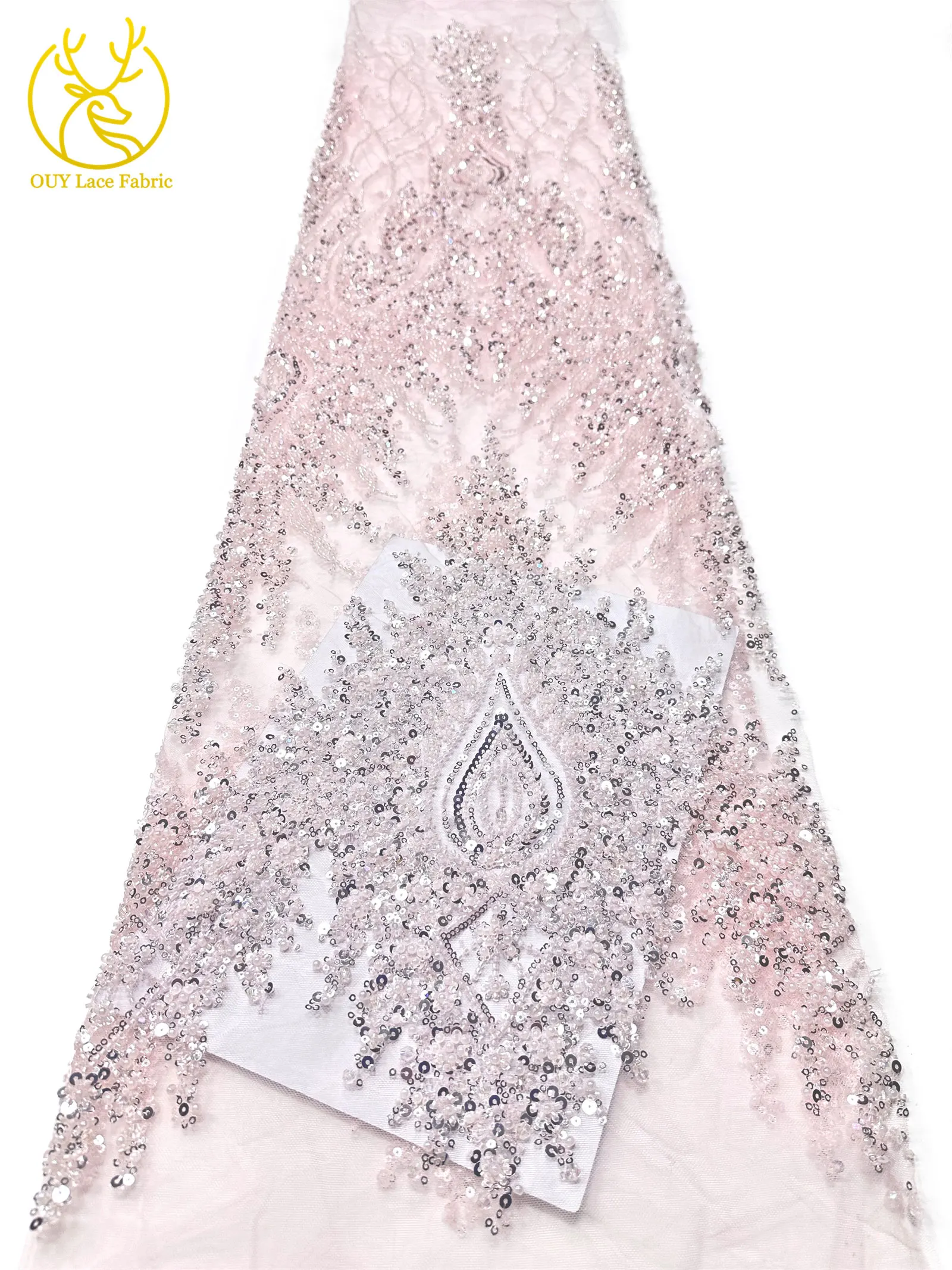 Neues Design Afrikanischer Bräutigam Stickerei-Perlen-Spitzenstoff Hochwertiger Französischer Pailletten-Netzstoff Nigerianisches Damen-Abendkleid – Detail 18
