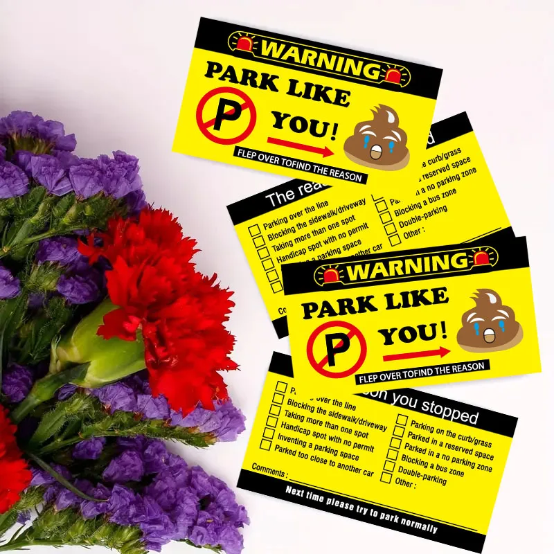 50pcs Funny Parking Violation Cards Parking Violations Cards 3.5 X 2 Inch Parking Violation Cards with Multi Violation Reasons