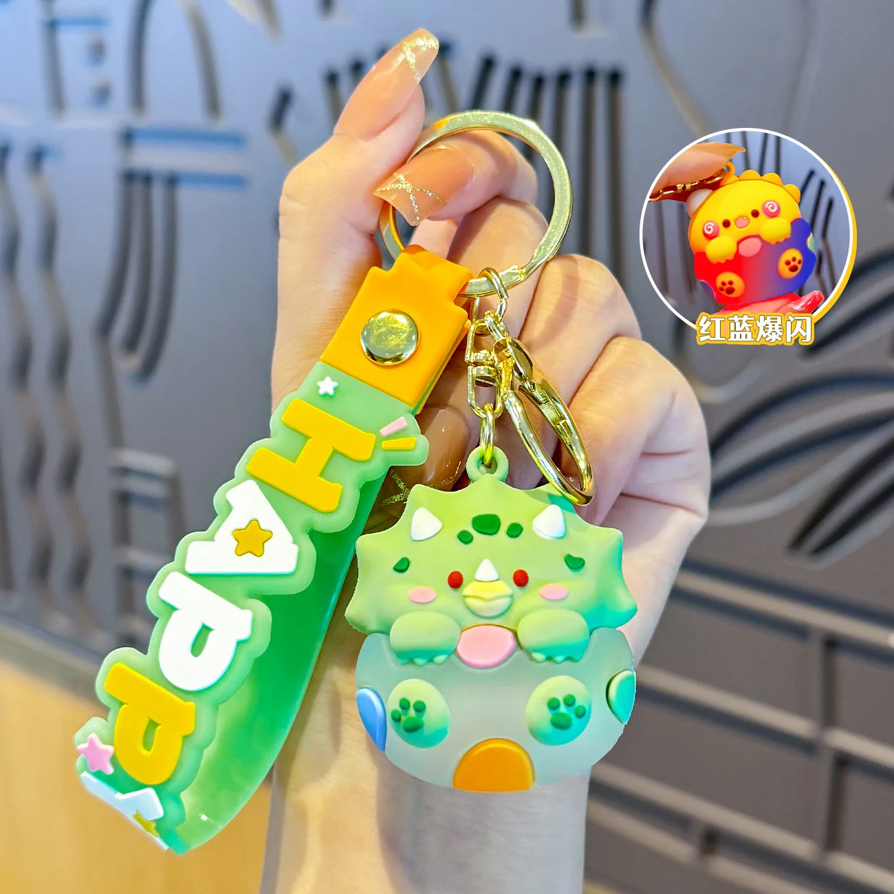 Creative Dinosaur Egg Keychain Cartoon Luminous Kawaii Dinosaur Baby Animal Pendant Keyring Cute Ornament for Women Men Backpack image 5