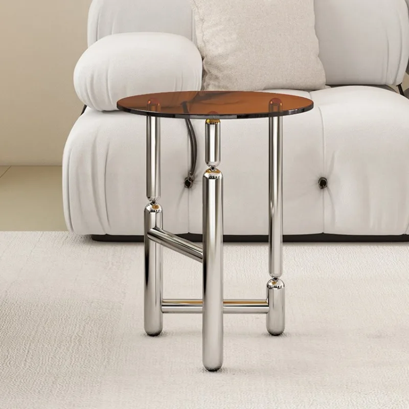 

Coffee table rack trolley dining cart movable living room sofa acrylic edge table