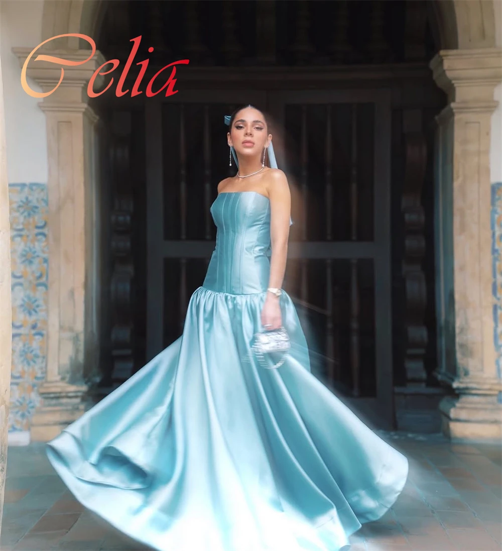 

Customized Fashion Satin Evening Dress Exquisite Strapless Sleeveless Homecoming Dresses High Quality Special Occasion Gowns