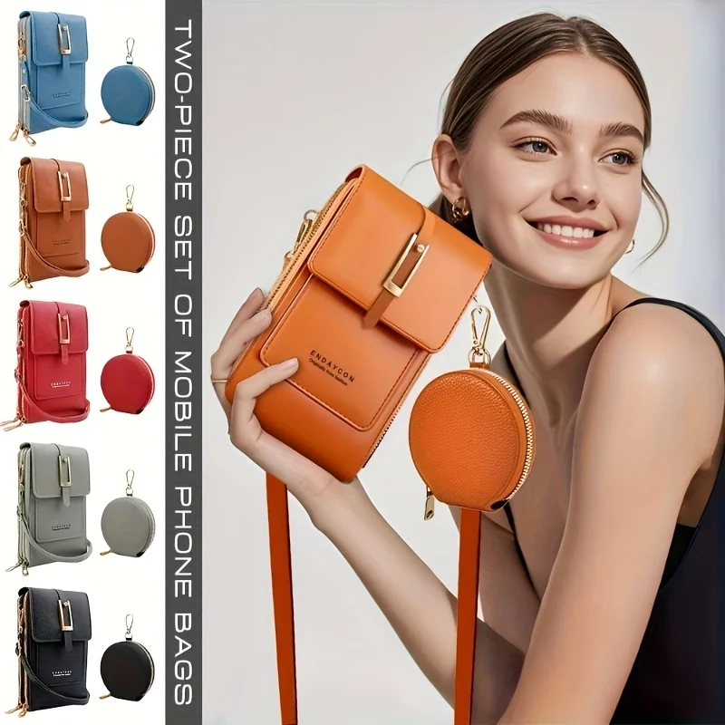 

2-Pack Large Capacity Double Layer Phone Crossbody Bag with Mother-Child Design