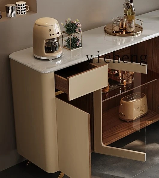 

XL1 light luxury marble dining side cabinet integrated storage cabinet against the wall storage cabinet saddle leather wine