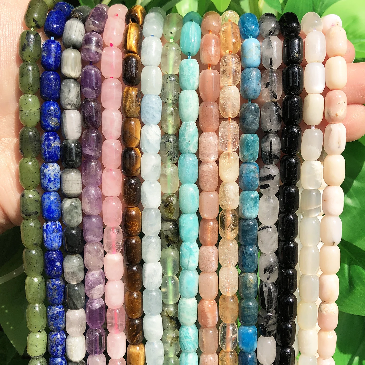 6x9mm Natural Citrines Amethysts Opal Lapis Lazuli Stone Drum Barrel Loose Beads for Jewelry DIY Making Bracelet Accessories