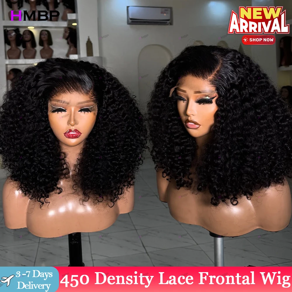 

450 High Density 13x6 HD Deep Curly Lace Frontal Wigs 100% Human Hair 360 HD Transparent Lace Frontal Human Hair Wigs For Women