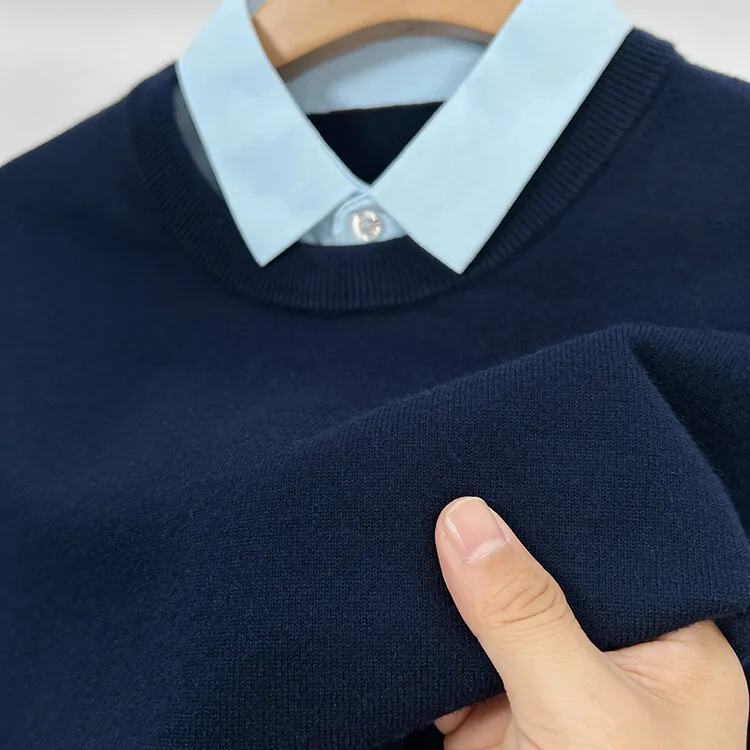 

Мужской вязаный свитер с воротником-стойкой, утепленный, повседневный, модный, с длинным рукавом, для зимнего сезона, цветной