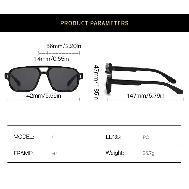 Brand Designer y2k Luxury Big Frame Square Sunglasses Women For Men Vintage Punk Sun Glasses Rivet Popular Outdoor Shades UV400