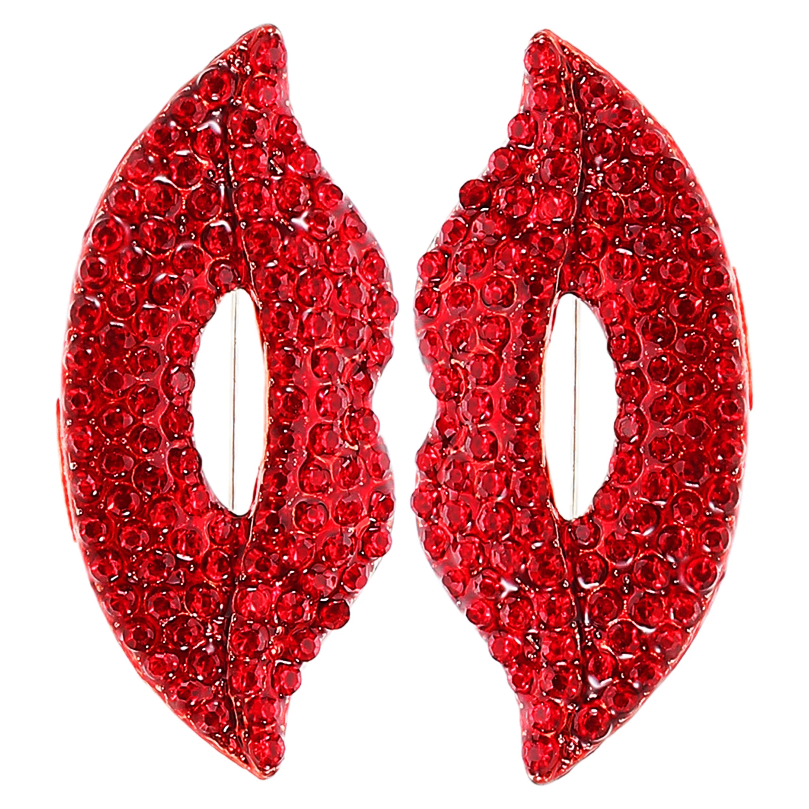 

2Pcs Valentine Heart Brooch Rhinestone Lips Pins Patch AntiSlip Buckle Suit Accessory Zinc Alloy Lapel Pin Women Clothes