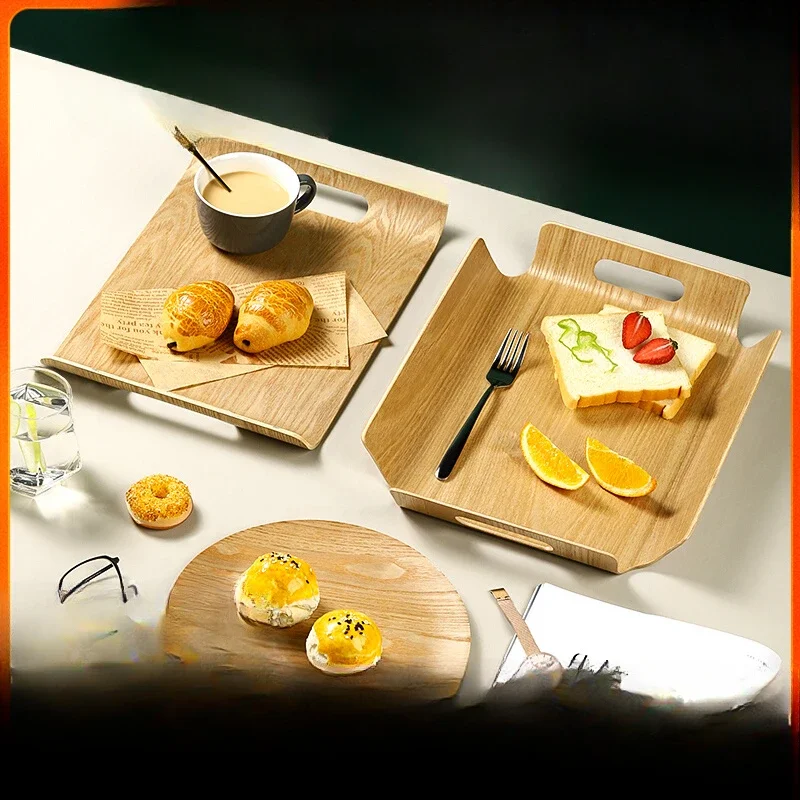 Bread display tray, water chestnut wood baking cake shop, pastry dining plate, wooden food plate