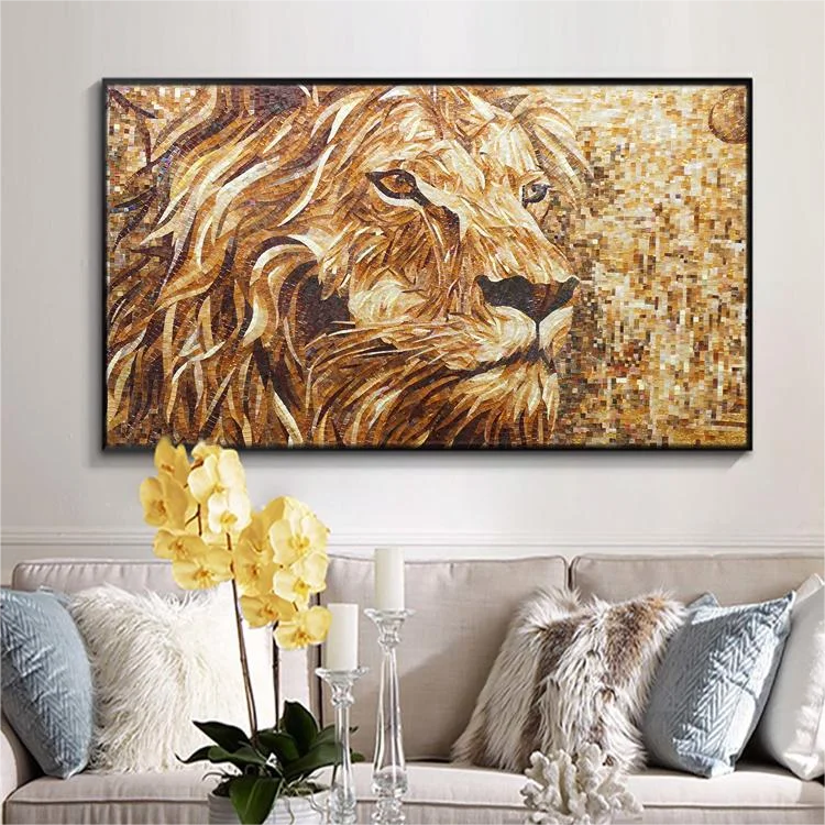 

Animal glass mosaic tiles lion art puzzle China factory company