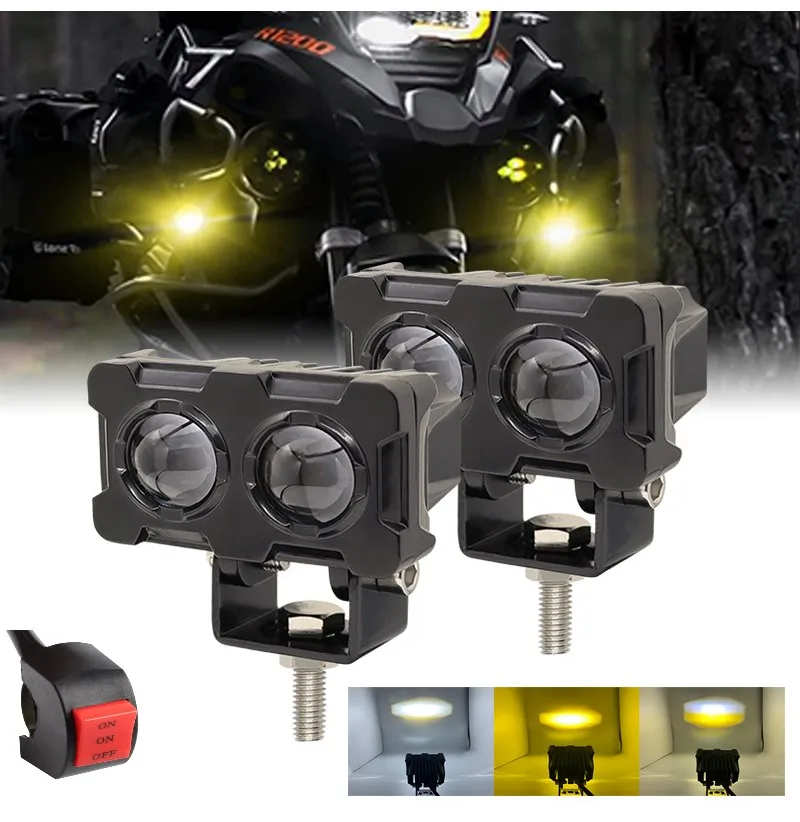 Motorcycle Fog LED Light White/Amber DC 12-80V LED Spotlight for eBike Car ATV Buggy Car.