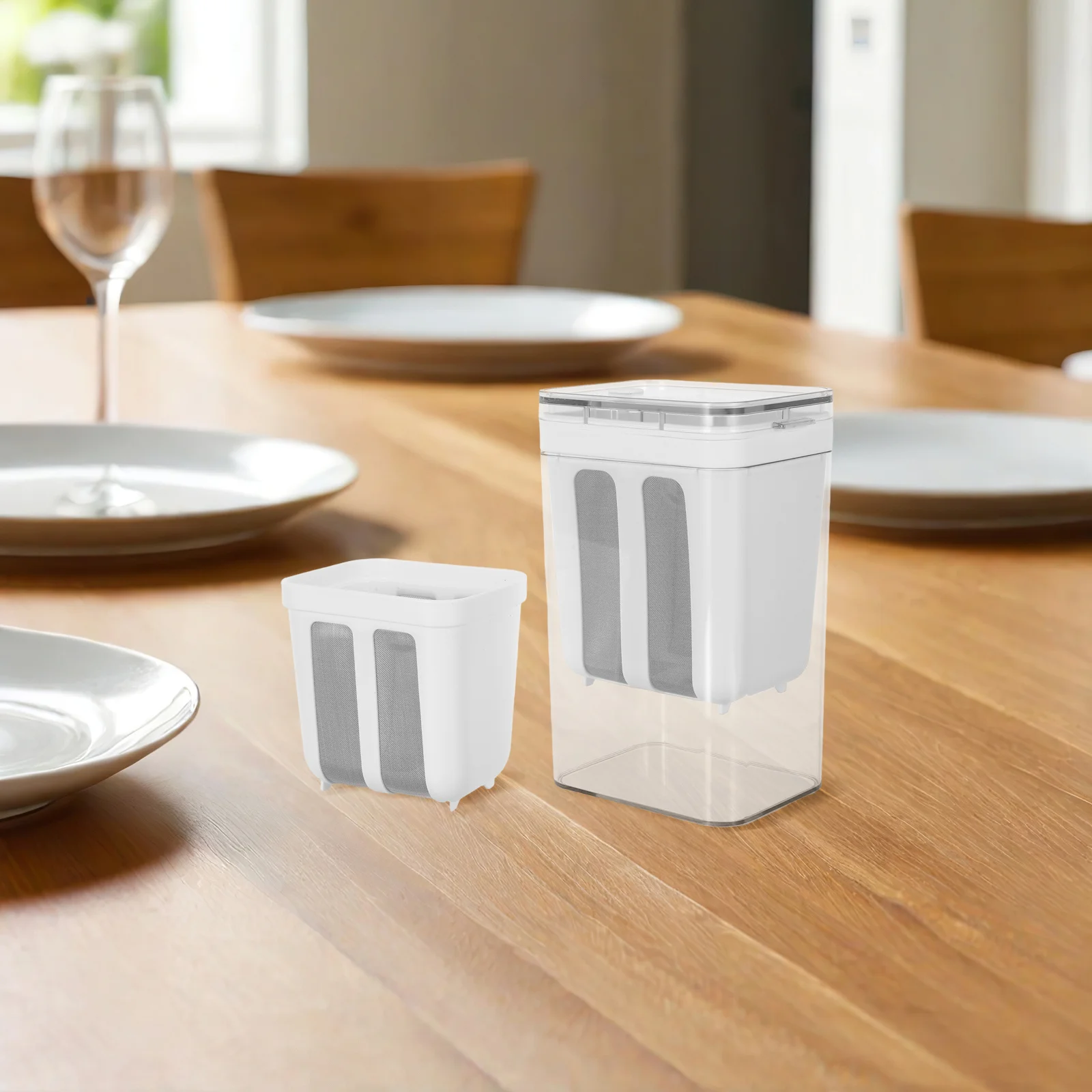 

1Set Greek Yogurt Strainer Lid Reusable Plastic Mesh Sieve Cheese Filter Homemade Yogurt Separator Whey Separator