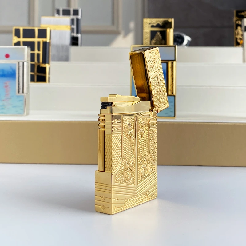 New Commemorative Edition Single and Double Flame Luxury Lighter Ping Sound Natural Paint Cigarette Smoking Butane Lighter 12112