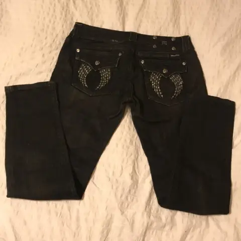 Miss Me Jeans da donna attillati con taglio a stivale Y2K Nuovi jeans vintage a vita alta Tasca ad ala ricamata Pantaloni larghi gotici Hip Hop Harajuku