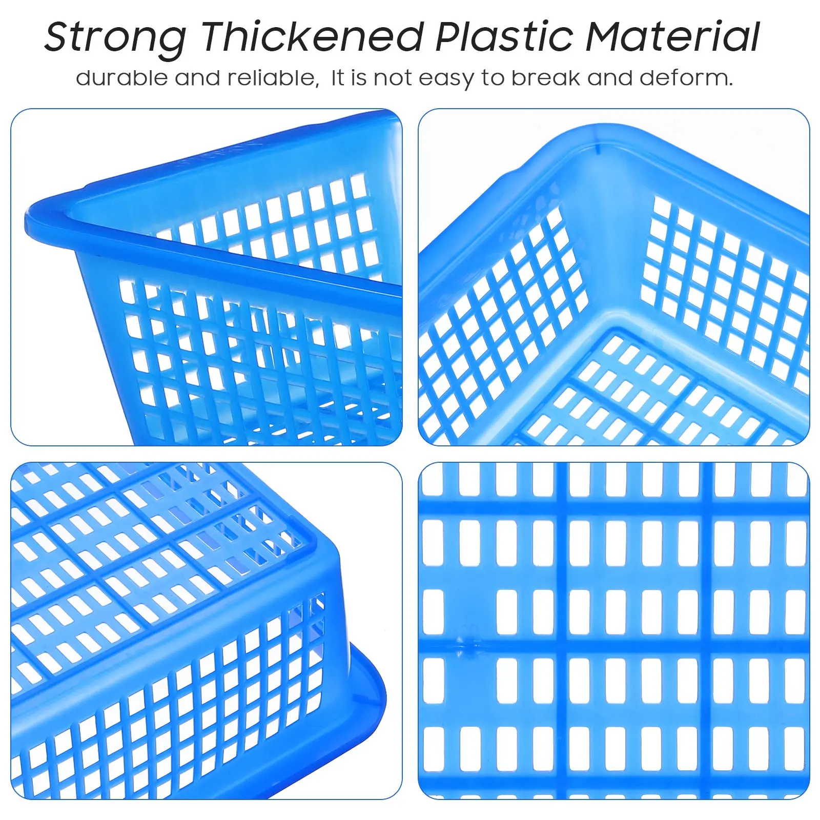 

4 Pcs Rectangular Drainage Baskets with Holes for Kitchen Warehouse Office Multi Color ABS Large Capacity Fruit Vegetable