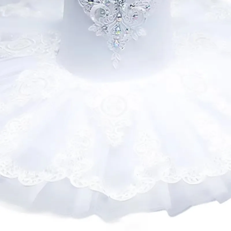 تنورة توتو باليه بيضاء للأطفال، زي رقص للأطفال على شكل بحيرة البجع، فستان أداء الرقص الشرقي