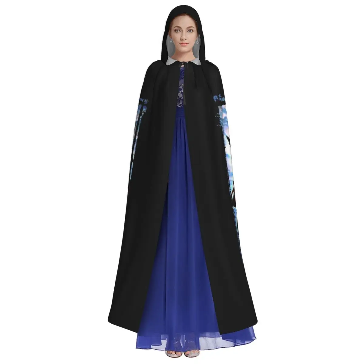 متاهة طويلة مقنعين عباءة الساحرة القرون الوسطى زي تأثيري كيب HalloweenParty الكبار للجنسين