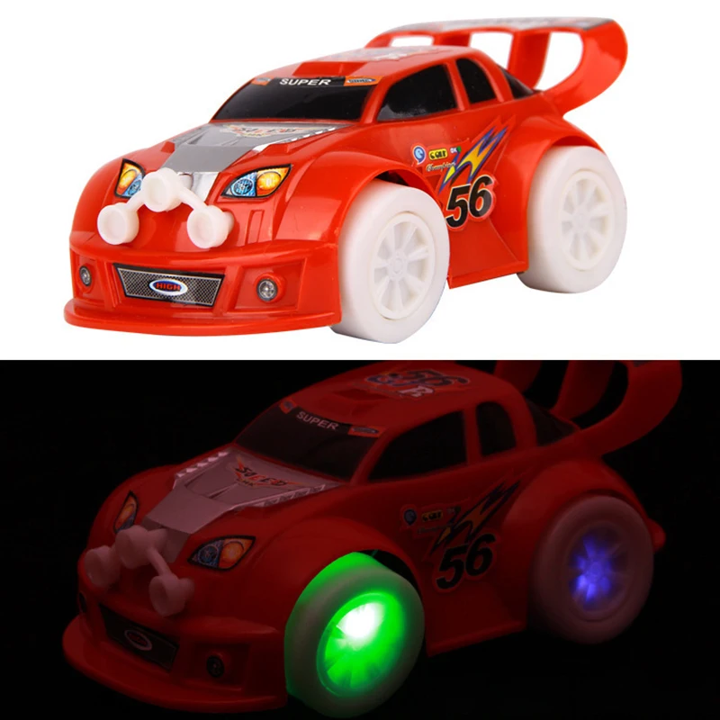 Modelo de coche brillante y fresco de dibujos animados, luces musicales eléctricas divertidas y bonitas, juguete deslumbrante, rompecabezas para niños, juguetes para niños, regalo de cumpleaños y vacaciones