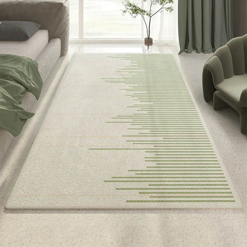 French Small Fresh Living Room Decoration Carpet Simple Green Bedroom Bedside Soft Non-slip Carpets Abstract Cloakroom Plush Rug