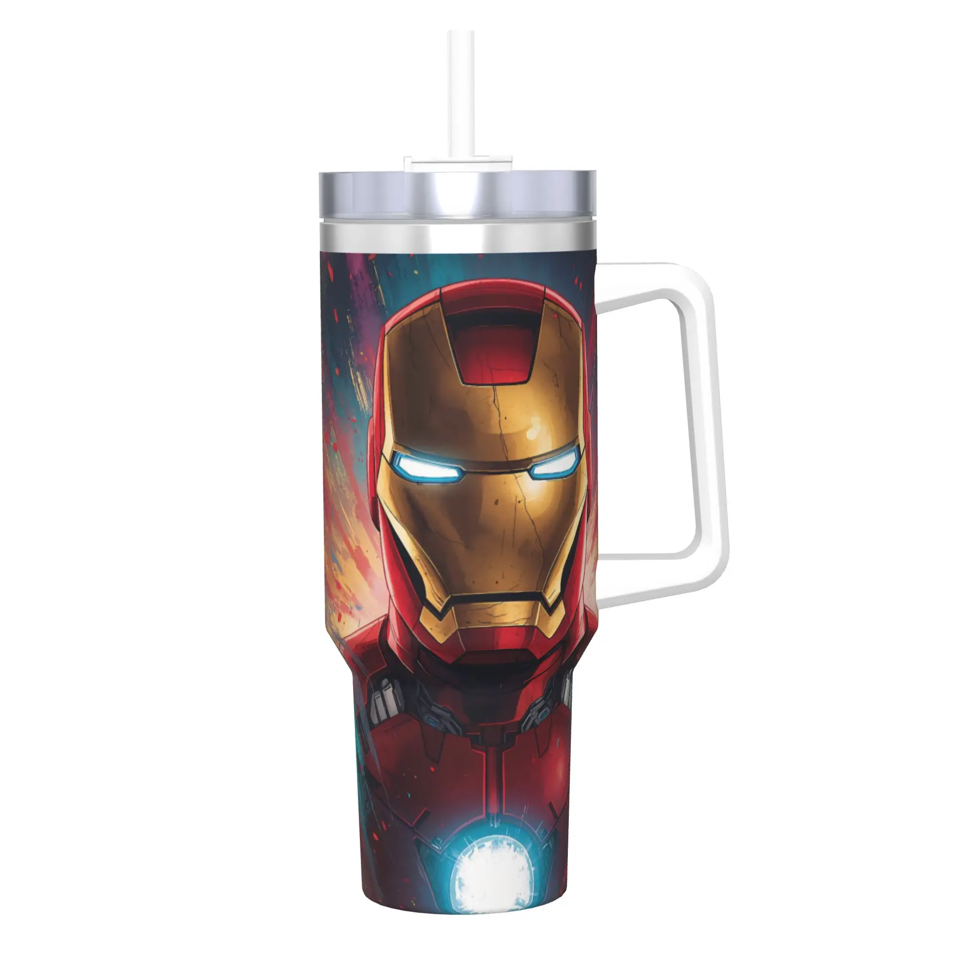 

40oz Iron Man Tony Stark Superhero Vacuum Insulated Tumbler Armor Comic with Handle Mugs Reusable Double Wall Cup Water Bottle