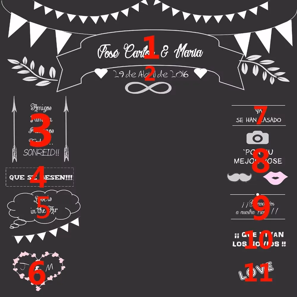 Cymbozin Customized Wedding Party Photo Booth Backdrop Cloth Personalized Texts Photography Studio Background Back Drop