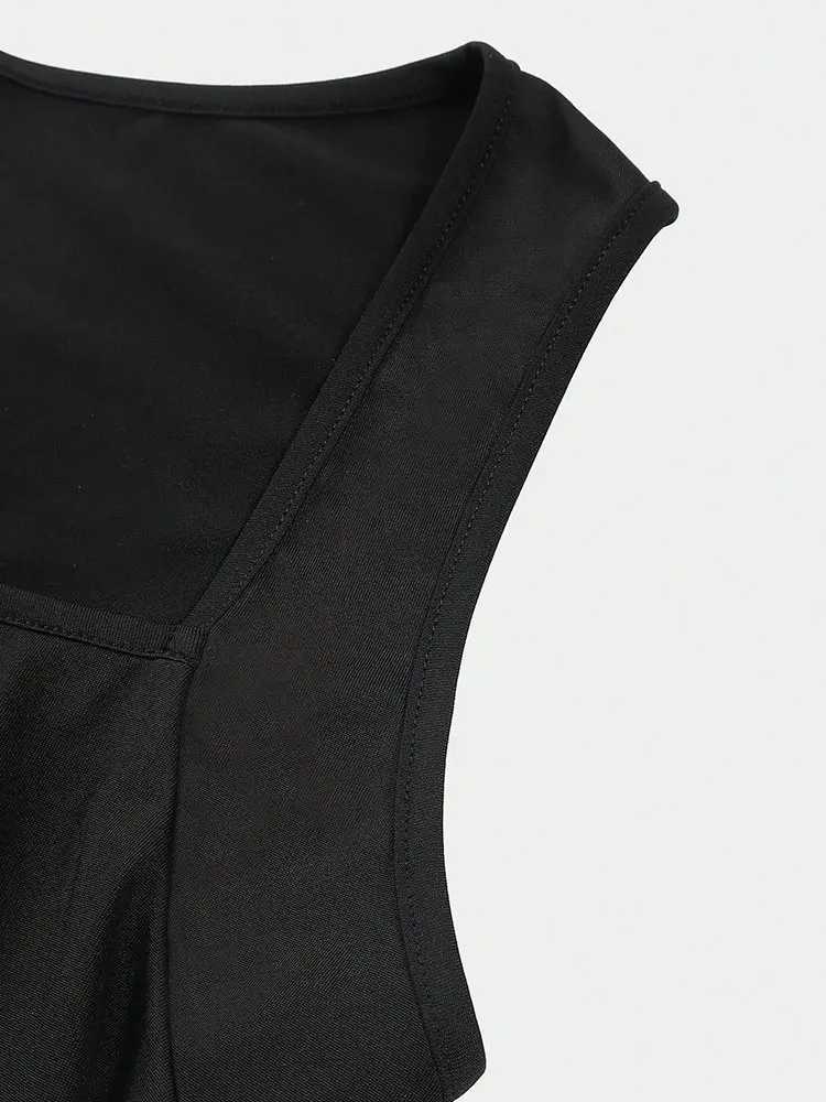 Novo plissado cabido sem mangas mini saia dupla camada camisola vestido elegante vestidos de festa sexy espartilho vestido roupas femininas