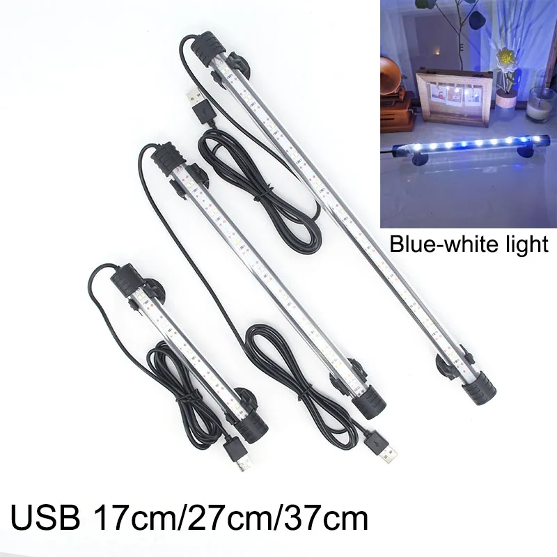 17cm 27cm 37cm USB 5v Submersible blue white LED Aquarium Light Fish plant grow light underwater for Tank Lighting Bar lamp k