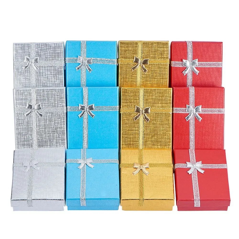 

Valentine's Day Gifts Packages Cardboard boxes with Bowknot Outside and Pendants Rectangle Mixed color 90~91x69~70x30~36mm