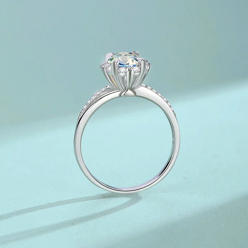 خاتم ندفة الثلج من الفضة الإسترليني S925 للنساء اقتراح وخطوبة خاتم ألماس مويسانيتي